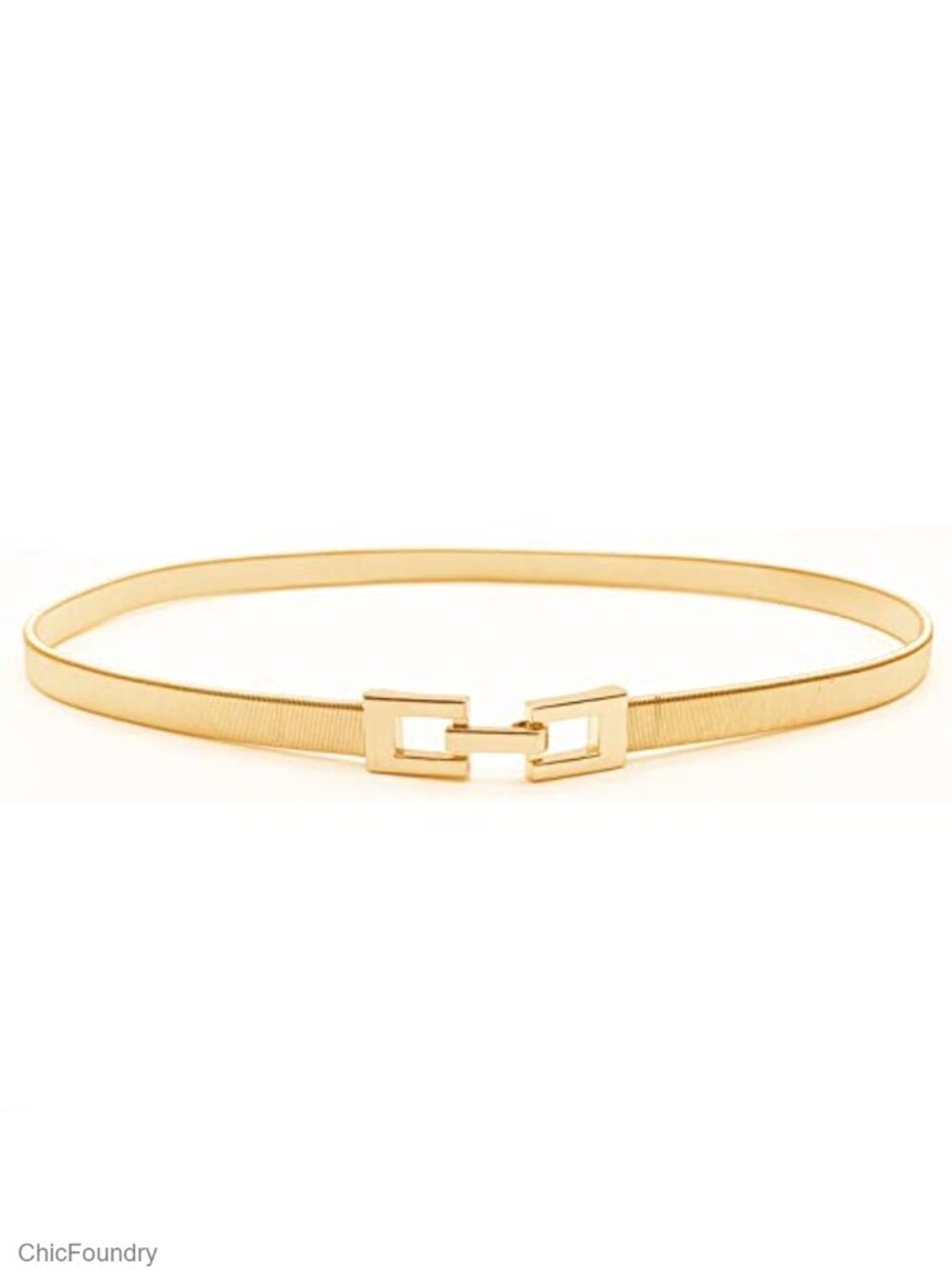 Skinny Metal Waist Belt for Women - Stretch Elastic Adjustable Dress Belt